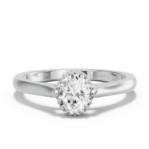 Image for Oval Dual Halo Ring with Knife Edge Cathedral band