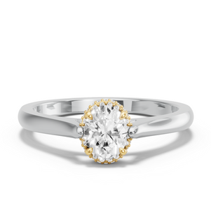 Image for Oval Dual Halo Ring with Knife Edge Cathedral band