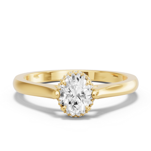 Image for Oval Dual Halo Ring with Knife Edge Cathedral band
