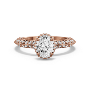 Image for Oval Dual Halo Ring with Knife Edge Pave band