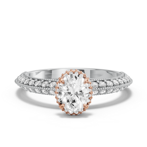Image for Oval Dual Halo Ring with Knife Edge Pave band