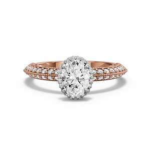 Image for Oval Dual Halo Ring with Knife Edge Pave band