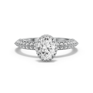 Image for Oval Dual Halo Ring with Knife Edge Pave band