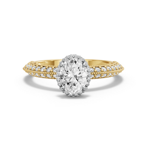Image for Oval Dual Halo Ring with Knife Edge Pave band