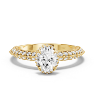 Image for Oval Dual Halo Ring with Knife Edge Pave band