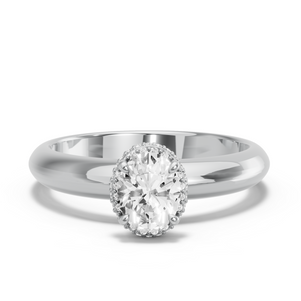 Image for Oval Dual Halo Ring with Knife Edge Solitaire band