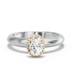 Image for Oval Dual Halo Ring with Knife Edge Solitaire band