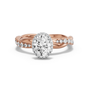 Image for Oval Dual Halo Ring with Rope Pave band