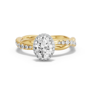 Image for Oval Dual Halo Ring with Rope Pave band