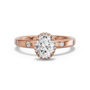 Image for Oval Dual Halo Ring with Sleek Accent band