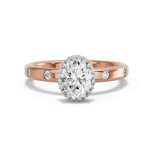Image for Oval Dual Halo Ring with Sleek Accent band