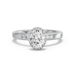 Image for Oval Dual Halo Ring with Sleek Accent band