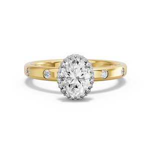 Image for Oval Dual Halo Ring with Sleek Accent band