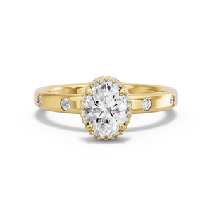 Image for Oval Dual Halo Ring with Sleek Accent band