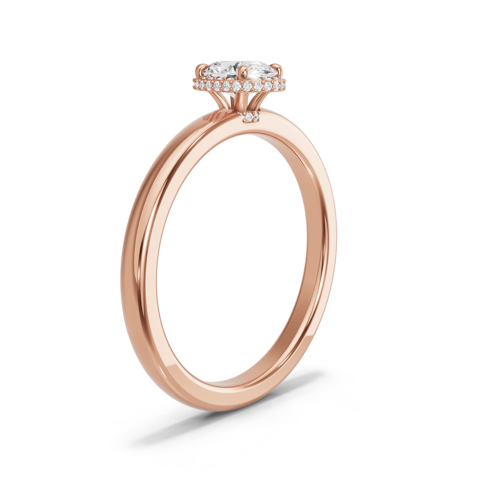 Image for Oval Dual Halo Ring with Solitaire band in 18K Rose Gold