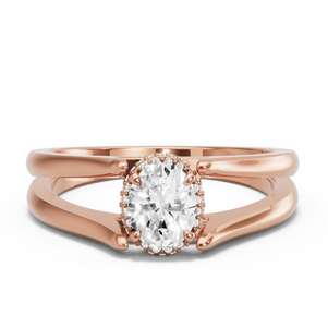 Image for Oval Dual Halo Ring with Split Ring Solitaire band