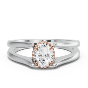 Image for Oval Dual Halo Ring with Split Ring Solitaire band