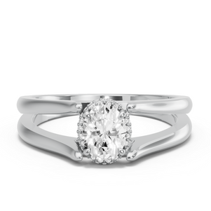 Image for Oval Dual Halo Ring with Split Ring Solitaire band
