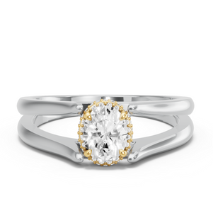 Image for Oval Dual Halo Ring with Split Ring Solitaire band