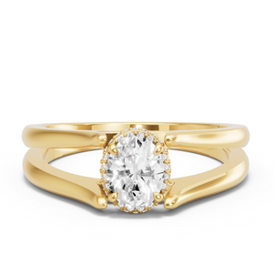 Image for Oval Dual Halo Ring with Split Ring Solitaire band