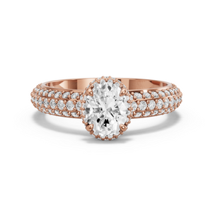 Image for Oval Dual Halo Ring with Triple Row Pave band