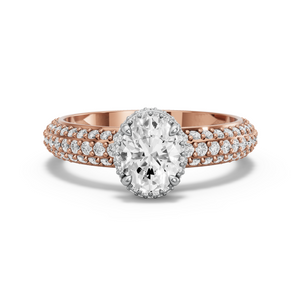 Image for Oval Dual Halo Ring with Triple Row Pave band