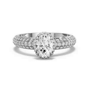 Image for Oval Dual Halo Ring with Triple Row Pave band