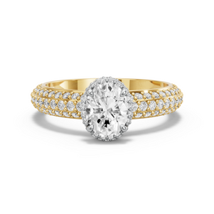 Image for Oval Dual Halo Ring with Triple Row Pave band