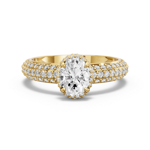 Image for Oval Dual Halo Ring with Triple Row Pave band