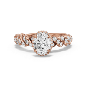 Image for Oval Dual Halo Ring with Twist Pave band