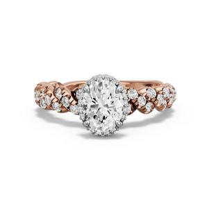Image for Oval Dual Halo Ring with Twist Pave band