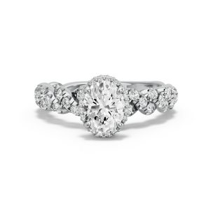 Image for Oval Dual Halo Ring with Twist Pave band