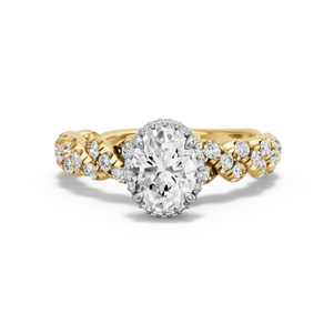 Image for Oval Dual Halo Ring with Twist Pave band