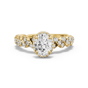 Image for Oval Dual Halo Ring with Twist Pave band