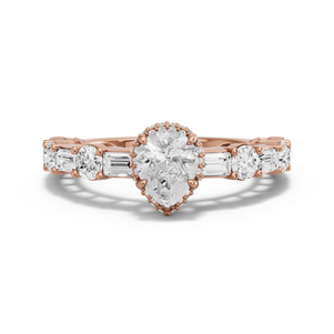 Image for Pear Dual Halo Ring with Alternating Baguette band