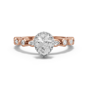 Image for Pear Dual Halo Ring with Alternating Marquise band