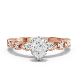Image for Pear Dual Halo Ring with Alternating Marquise band