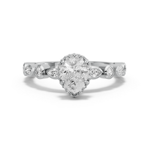 Image for Pear Dual Halo Ring with Alternating Marquise band