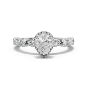 Image for Pear Dual Halo Ring with Alternating Marquise band in 14K White Gold