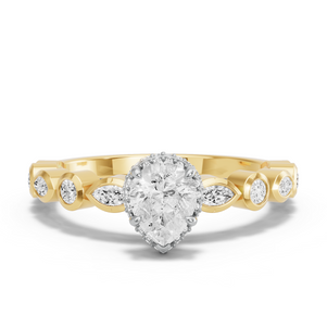 Image for Pear Dual Halo Ring with Alternating Marquise band