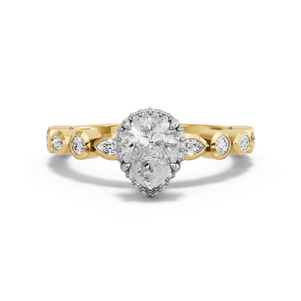 Image for Pear Dual Halo Ring with Alternating Marquise band