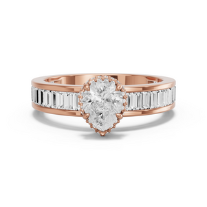 Image for Pear Dual Halo Ring with Baguette Channel band