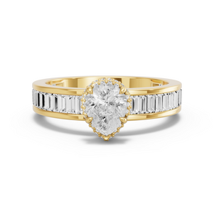 Image for Pear Dual Halo Ring with Baguette Channel band