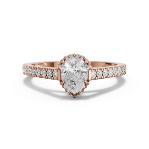 Image for Pear Dual Halo Ring with Cathedral Pave band