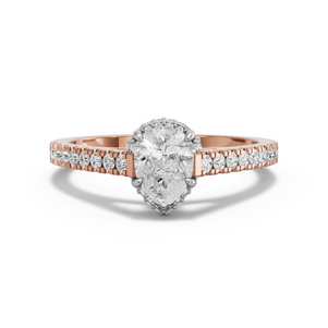 Image for Pear Dual Halo Ring with Cathedral Pave band