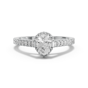 Image for Pear Dual Halo Ring with Cathedral Pave band