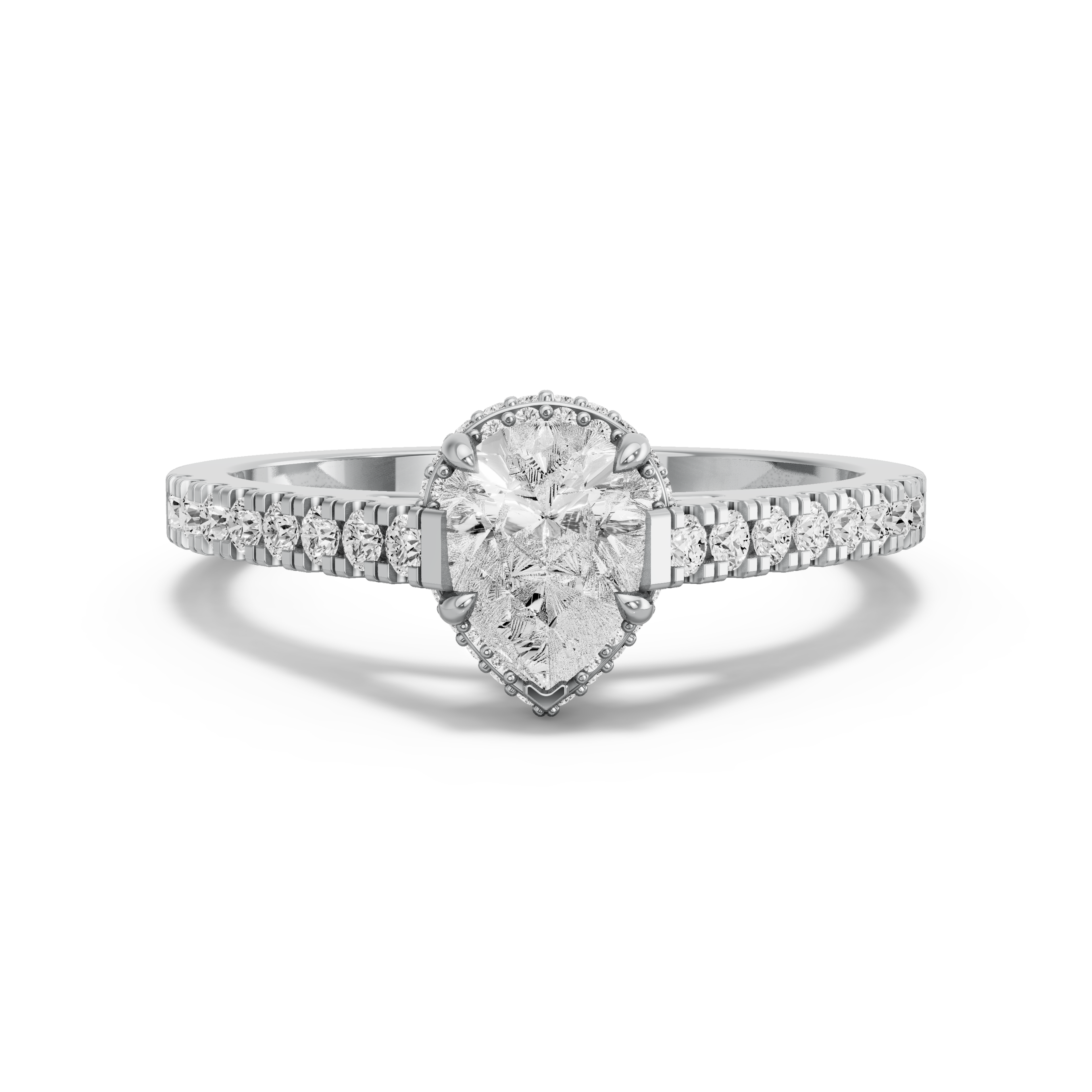 Image for Pear Dual Halo Ring with Cathedral Pave band