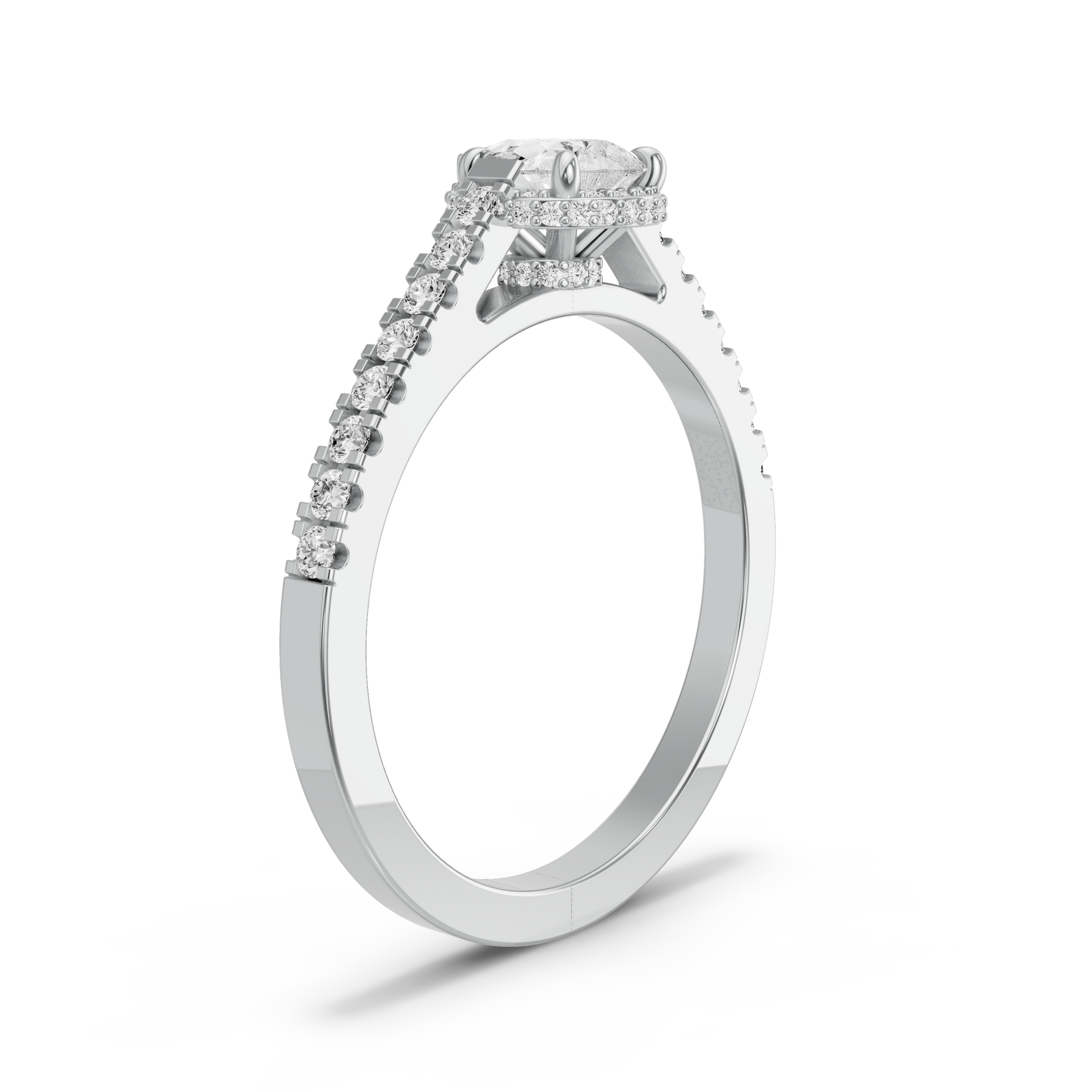 Image for Pear Dual Halo Ring with Cathedral Pave band