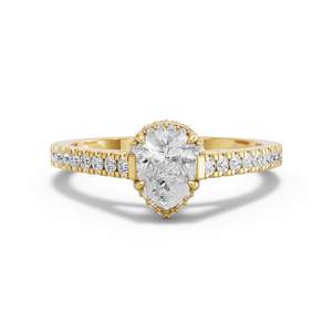 Image for Pear Dual Halo Ring with Cathedral Pave band