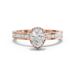 Image for Pear Dual Halo Ring with Channel band